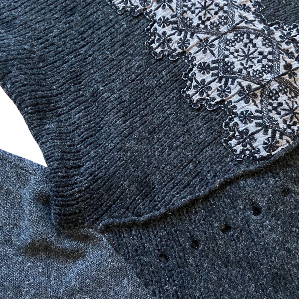 Free People Wool Knit Cardigan Gray Sweater Size S Boho Hippie Urban Fall - Picture 2 of 8